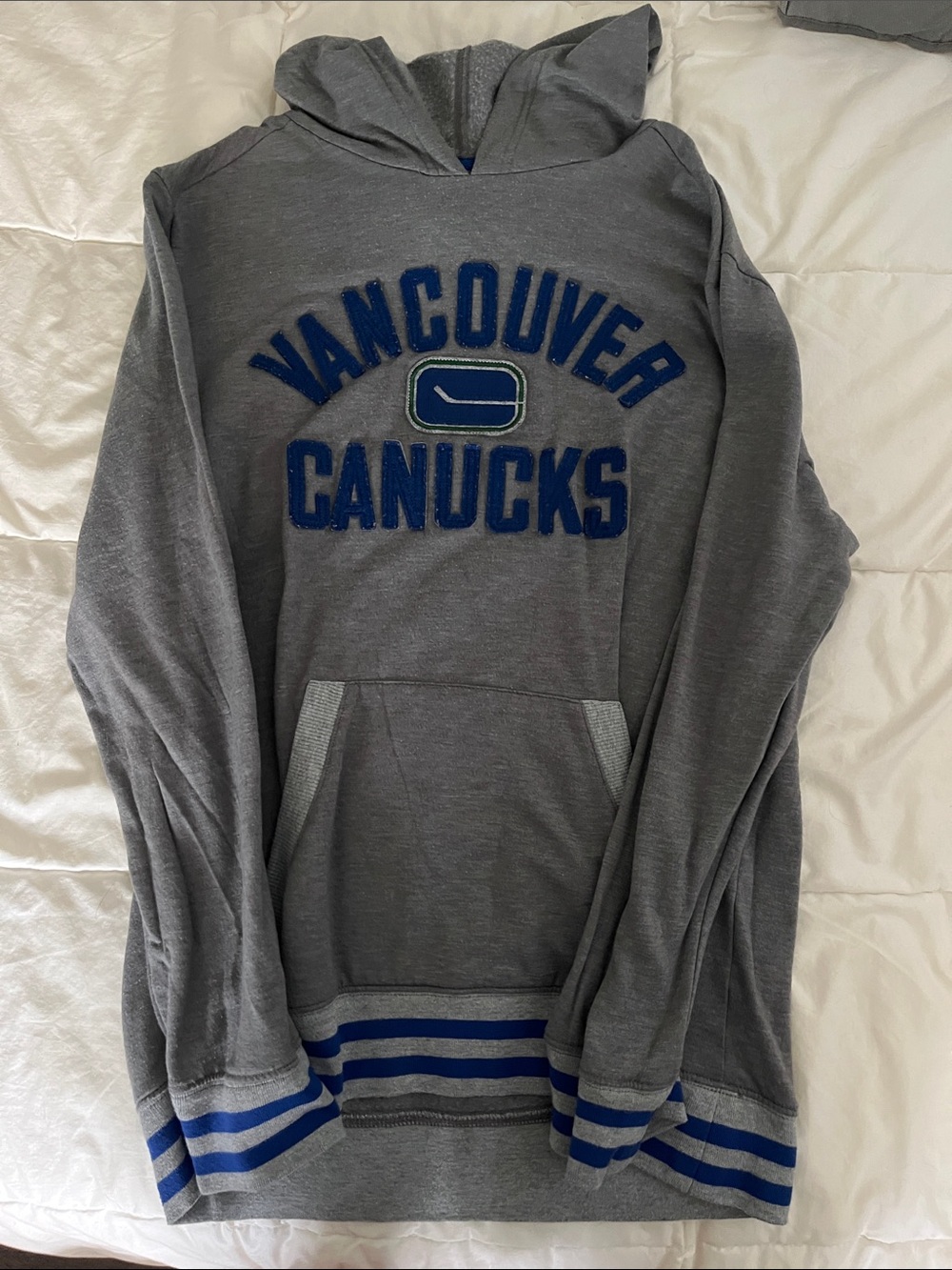 Fanatics Grey Vancouver Canucks Hoodie with Blue Accents